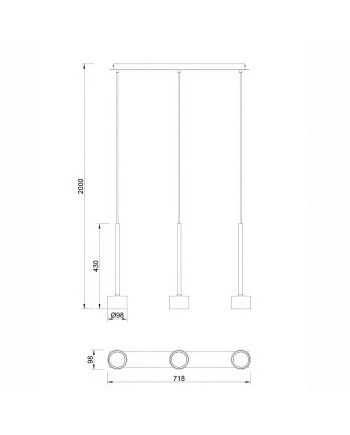 TONIC * COLGANTE 3L LINEA - GX53 - COBRE
